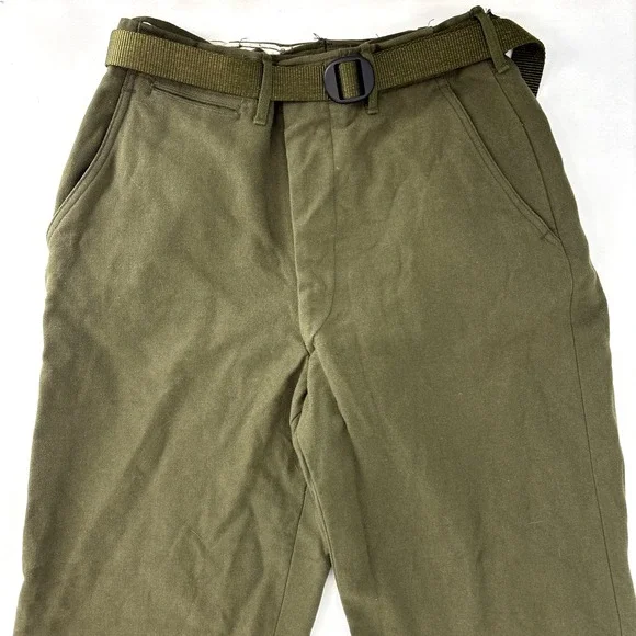 WWII U.S. Army Field Trousers w Belt Wool OD 33 - 18 oz Button‎ Fly Small 30x30